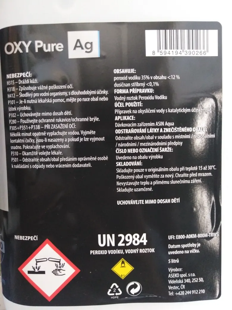 OXY Pure Ag 5 l – tratarea apei cu oxigen activ